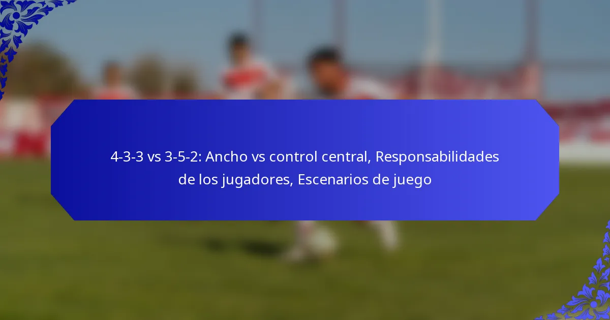 4-3-3 vs 3-5-2: Ancho vs control central, Responsabilidades de los jugadores, Escenarios de juego