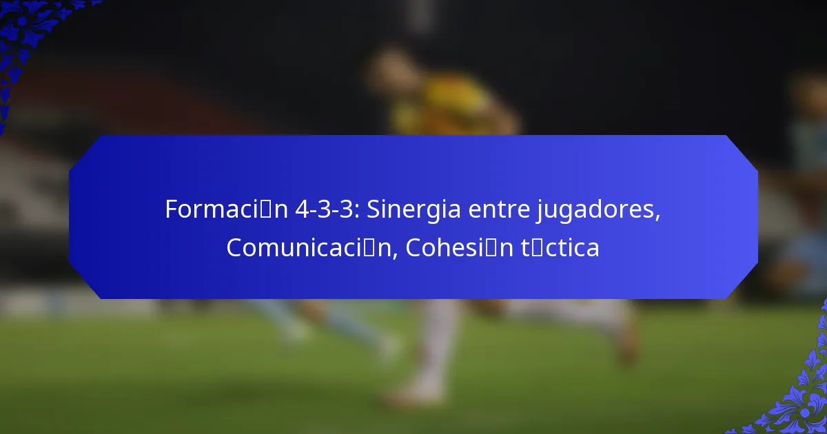 Formación 4-3-3: Sinergia entre jugadores, Comunicación, Cohesión táctica